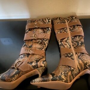 Designer women leather  boots heels